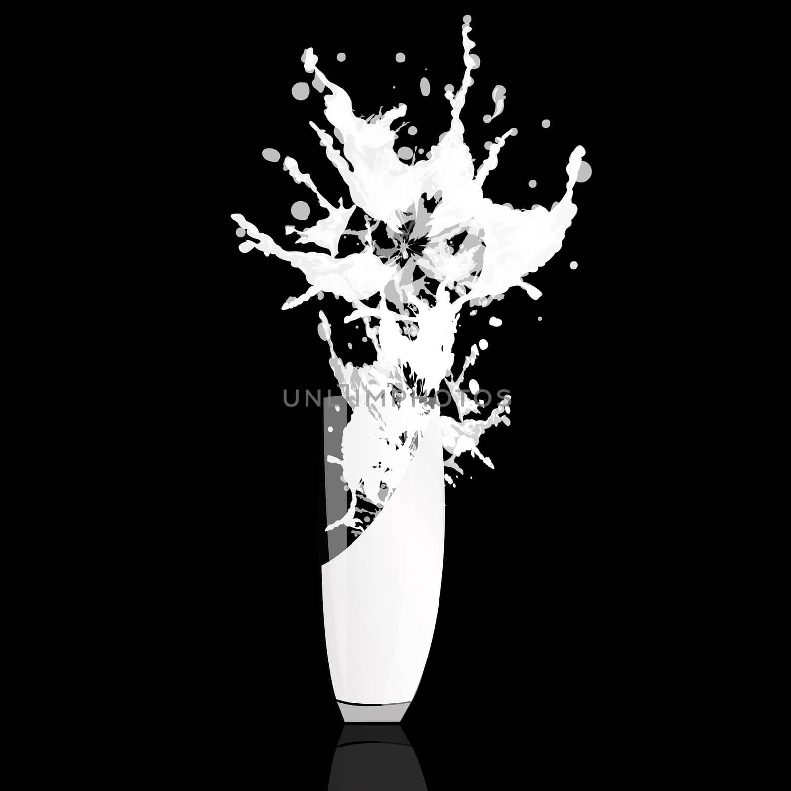 Fresh cow milk on a black background