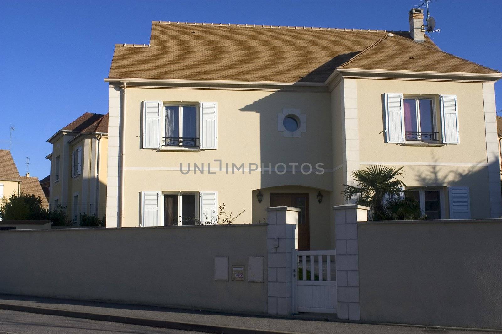 New real estate in France in the Paris region. Houses in an allotment which has just been finished.