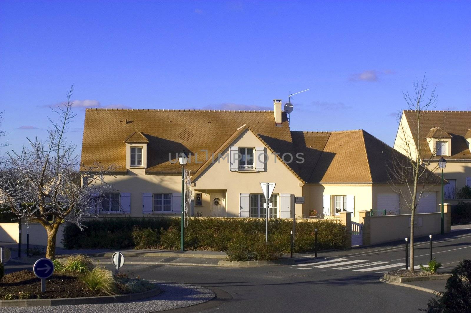 New real estate in France in the Paris region. Houses in an allotment which has just been finished.