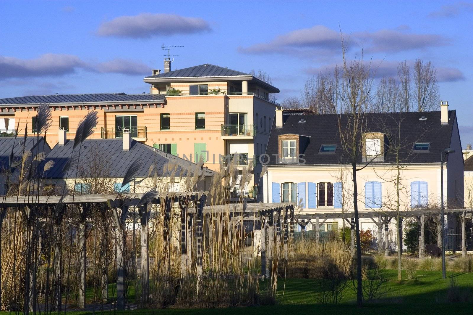New real estate in France in the Paris region. Houses in an allotment which has just been finished.
