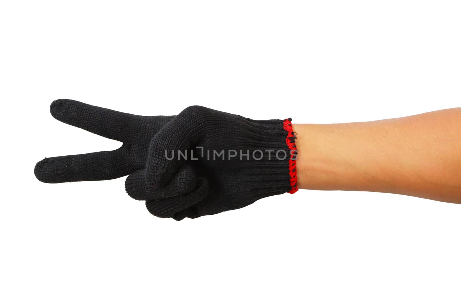 Male hand gesture number four closeup isolated on a white backgr