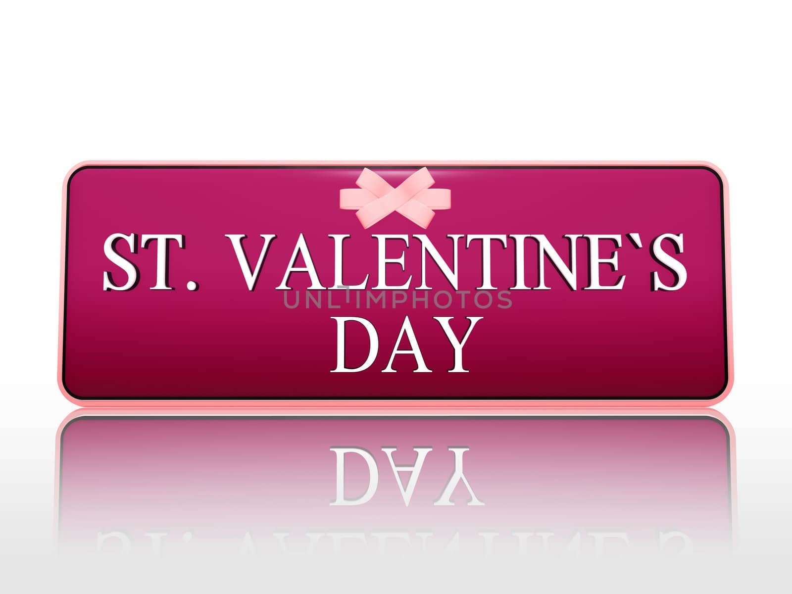 3d purple banner with white text st. valentines day and ribbon, holiday concept