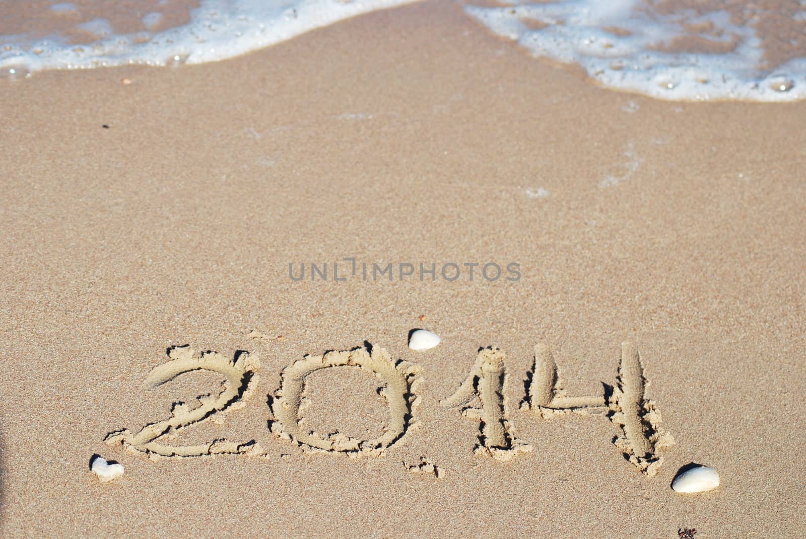 sand number 2014 on beach with wave by svtrotof