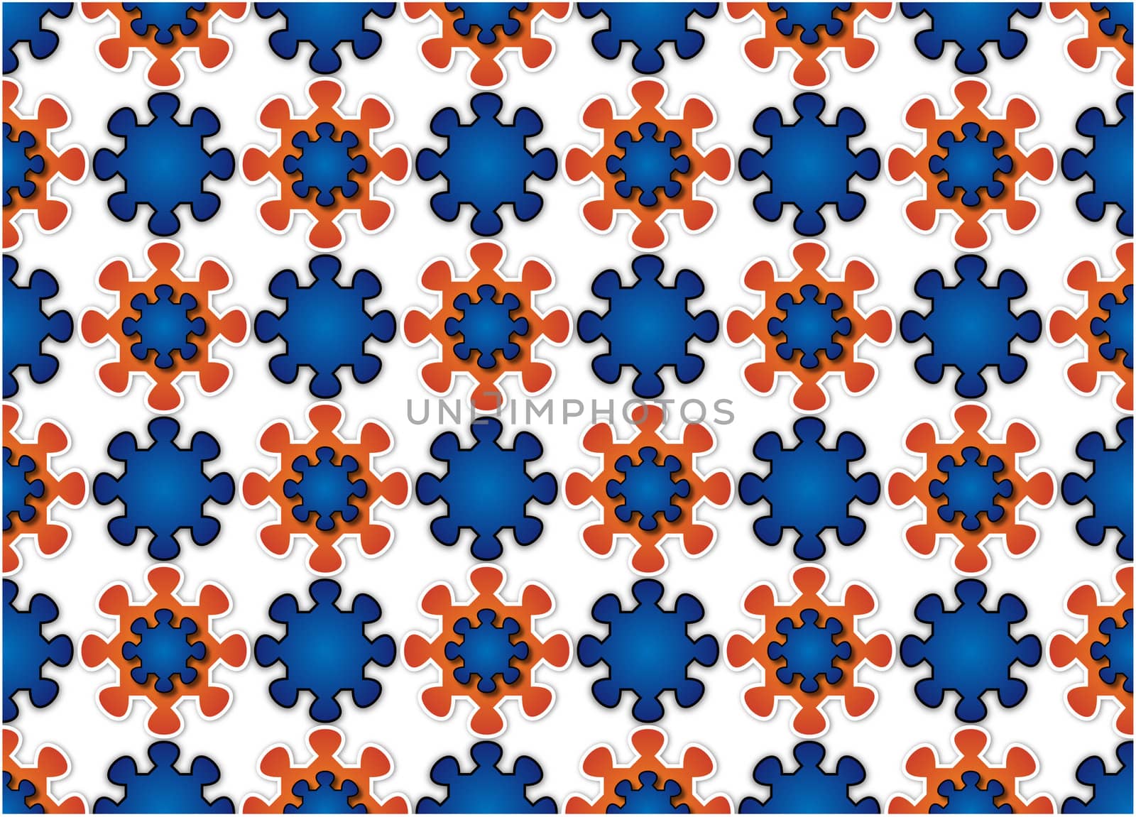 abstract wallpaper blue and orange flowers on a white background