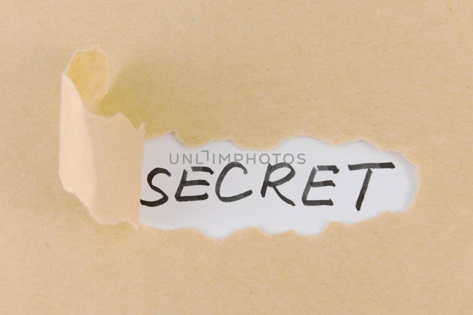 Torn paper with secret text