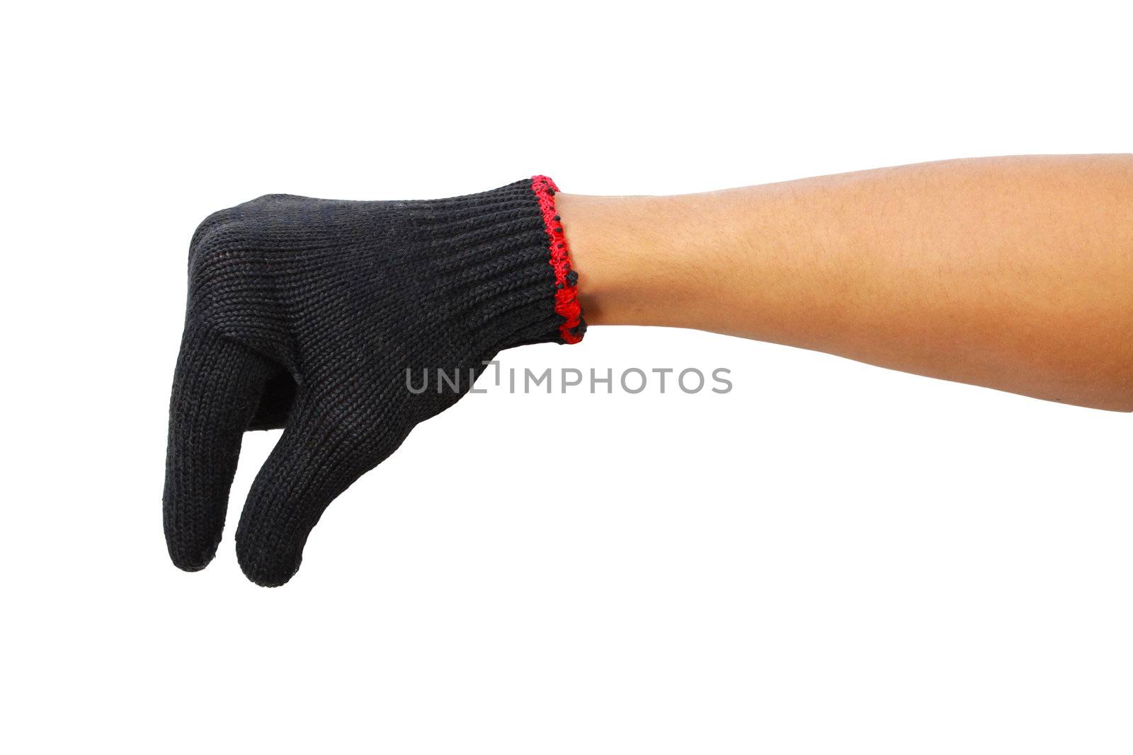 Glove hand of a caucasian male to hold