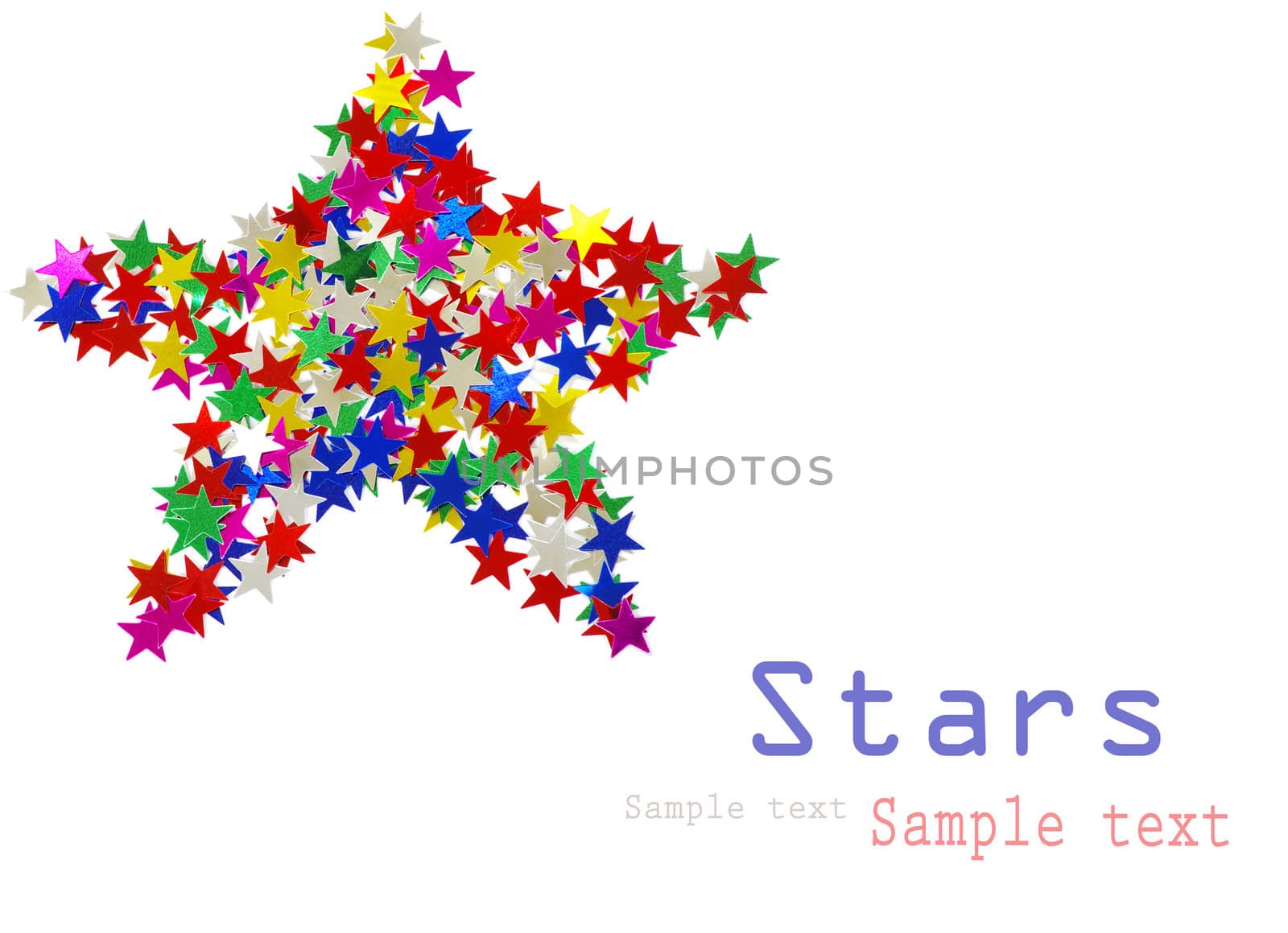 Big star composed of many colored stars on white