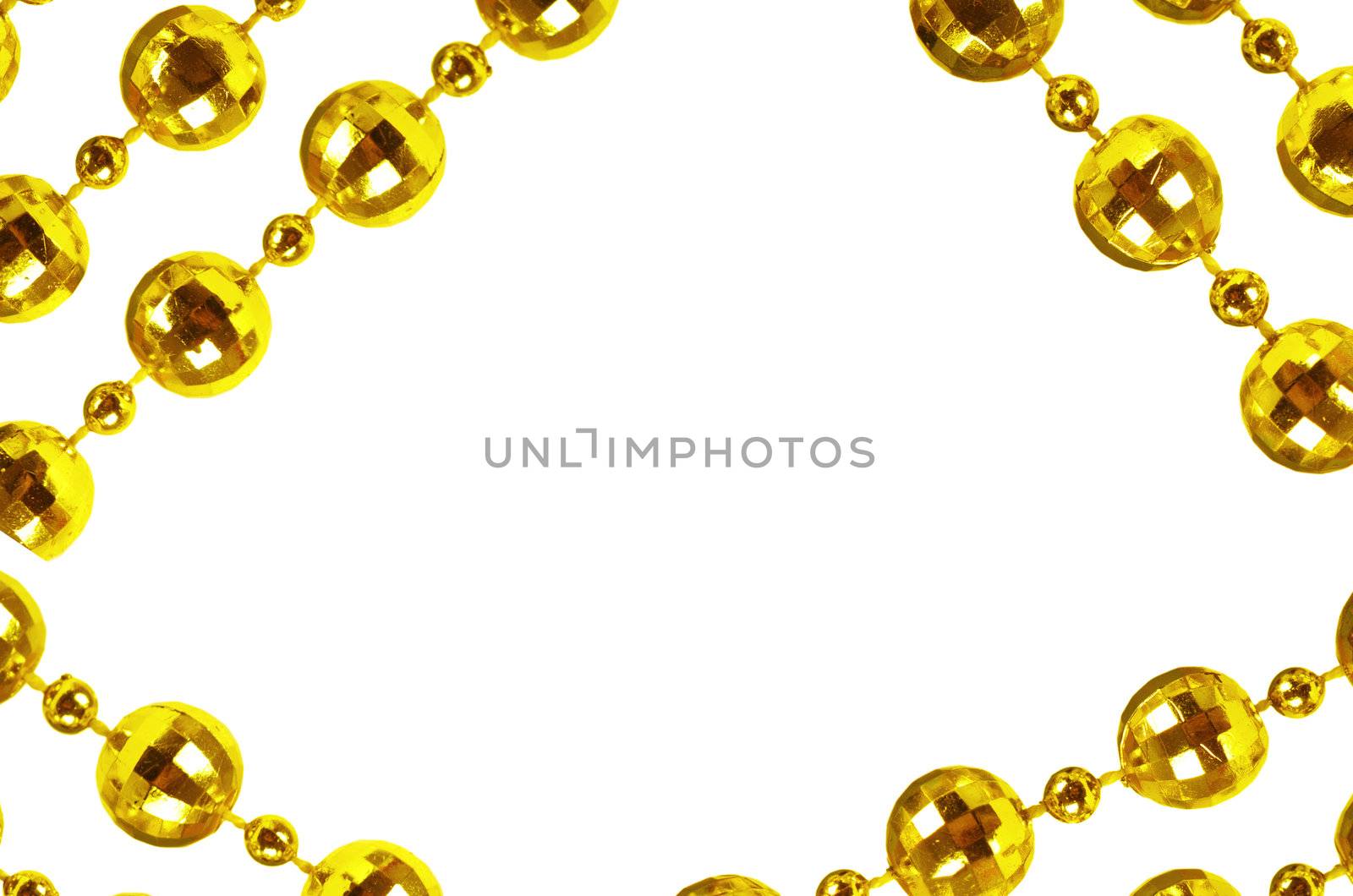 Background made of a brilliant celebratory beads of golden color