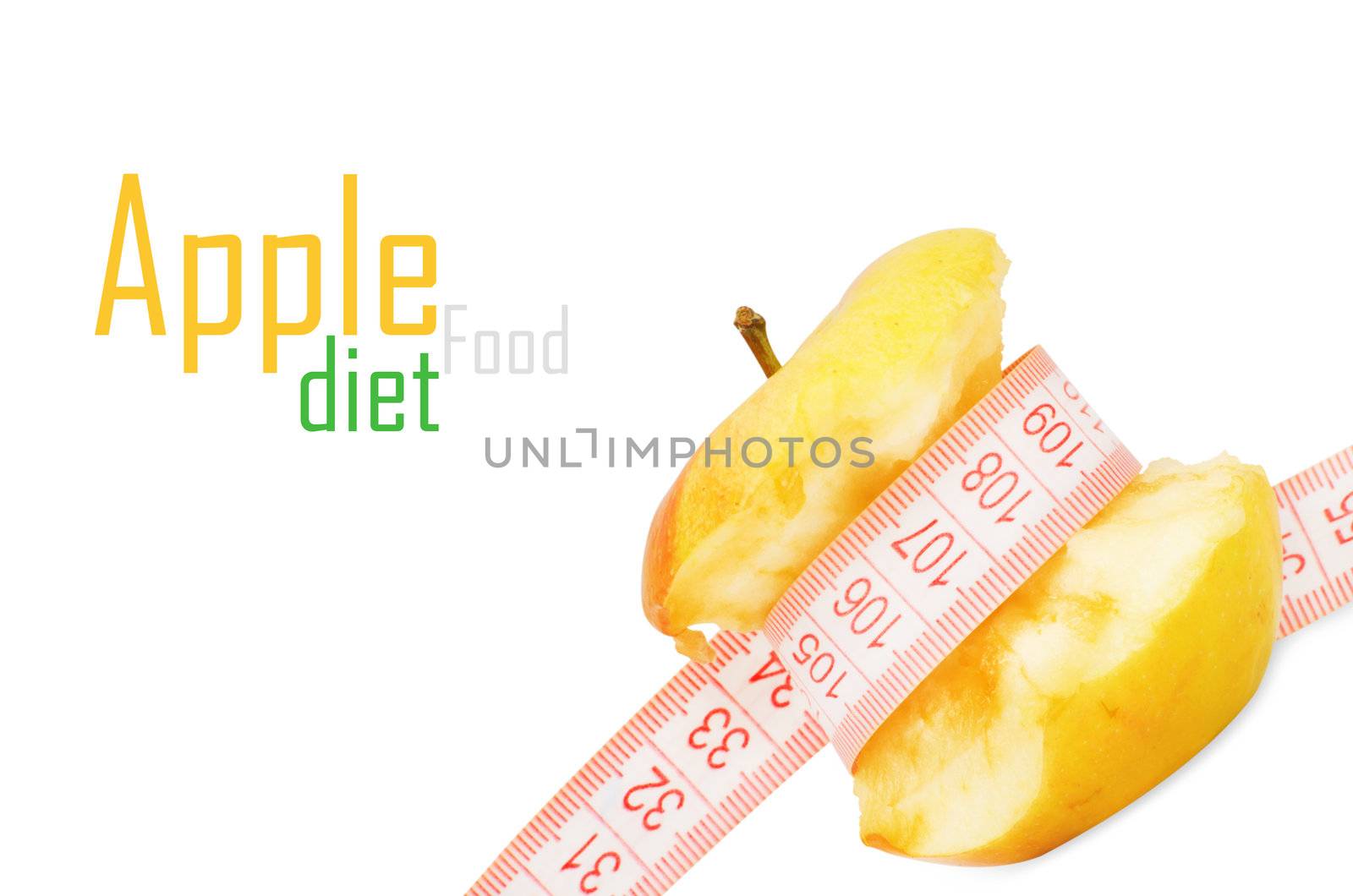 Apple with measurement isolated on white