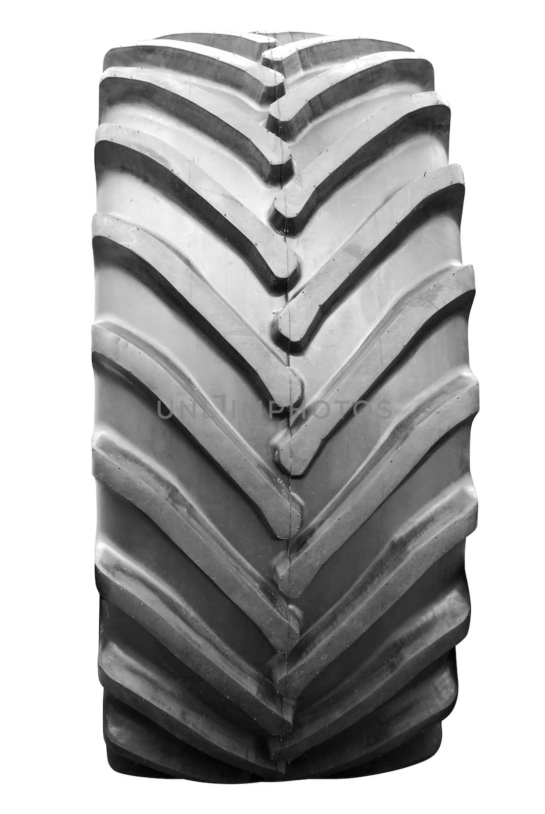 Big tractor tire isolated on white