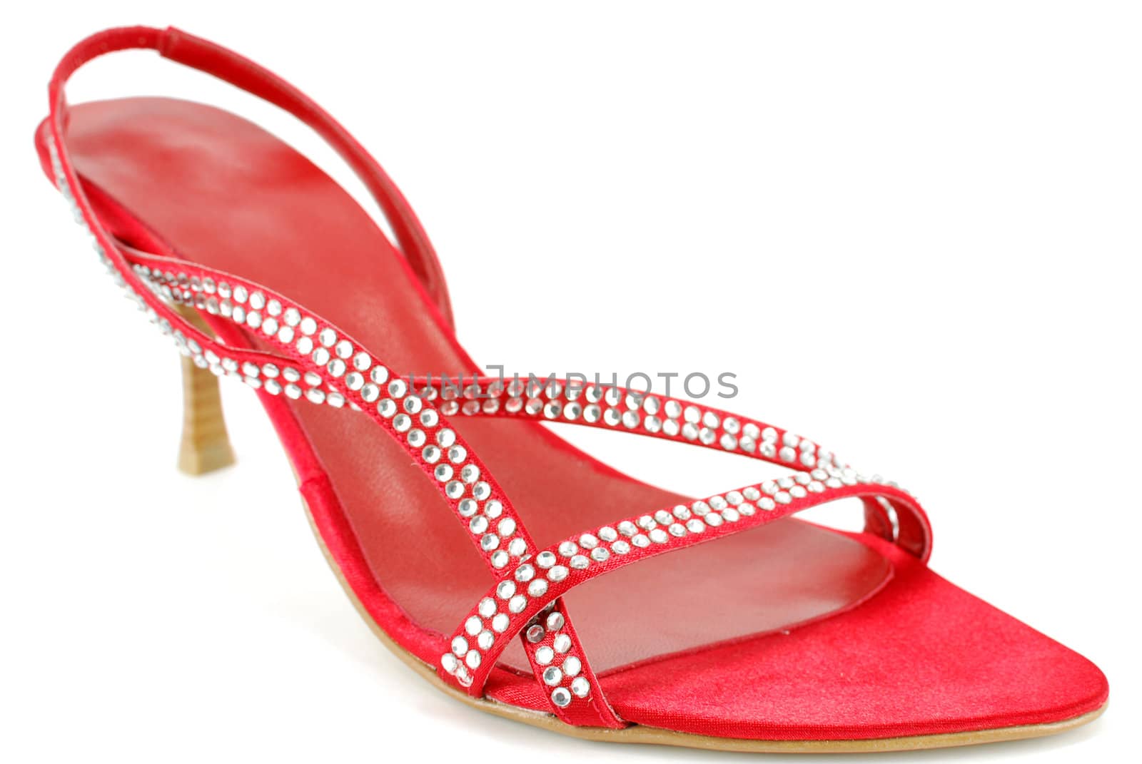Woman elegance red shoe on white