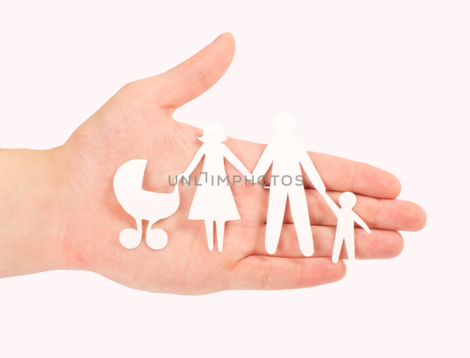 Paper family in hands
