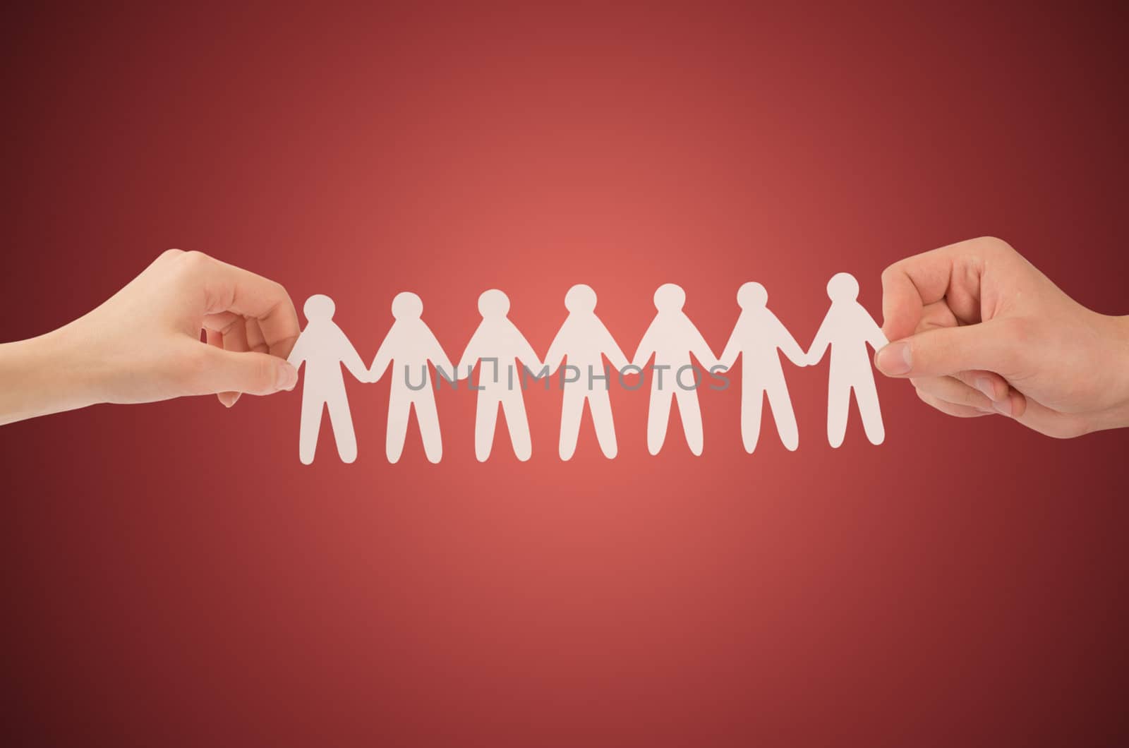 paper people in hands(man and woman)