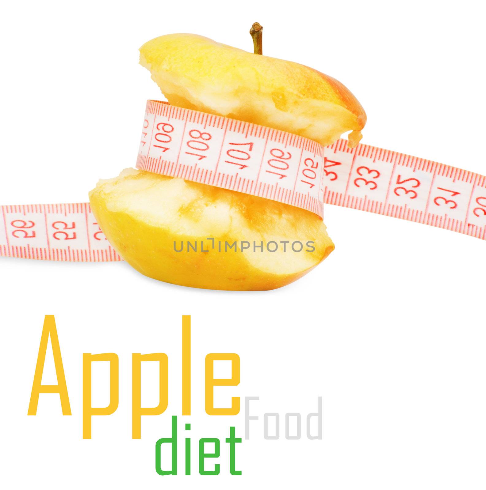 Apple with measurement isolated on white