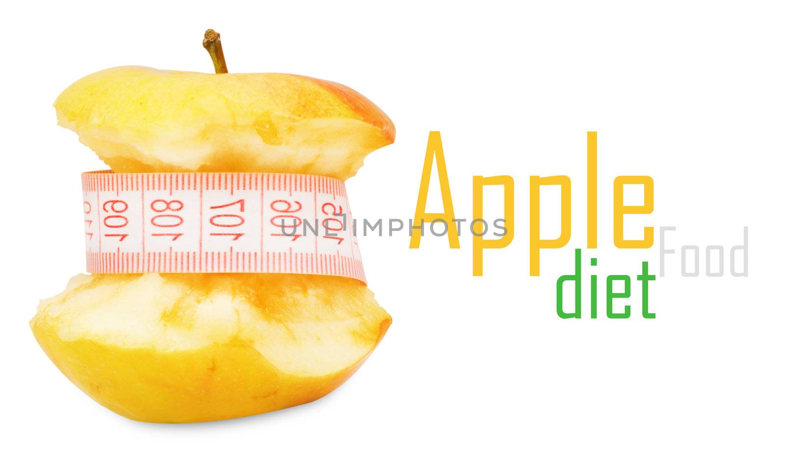 Apple with measurement isolated on white