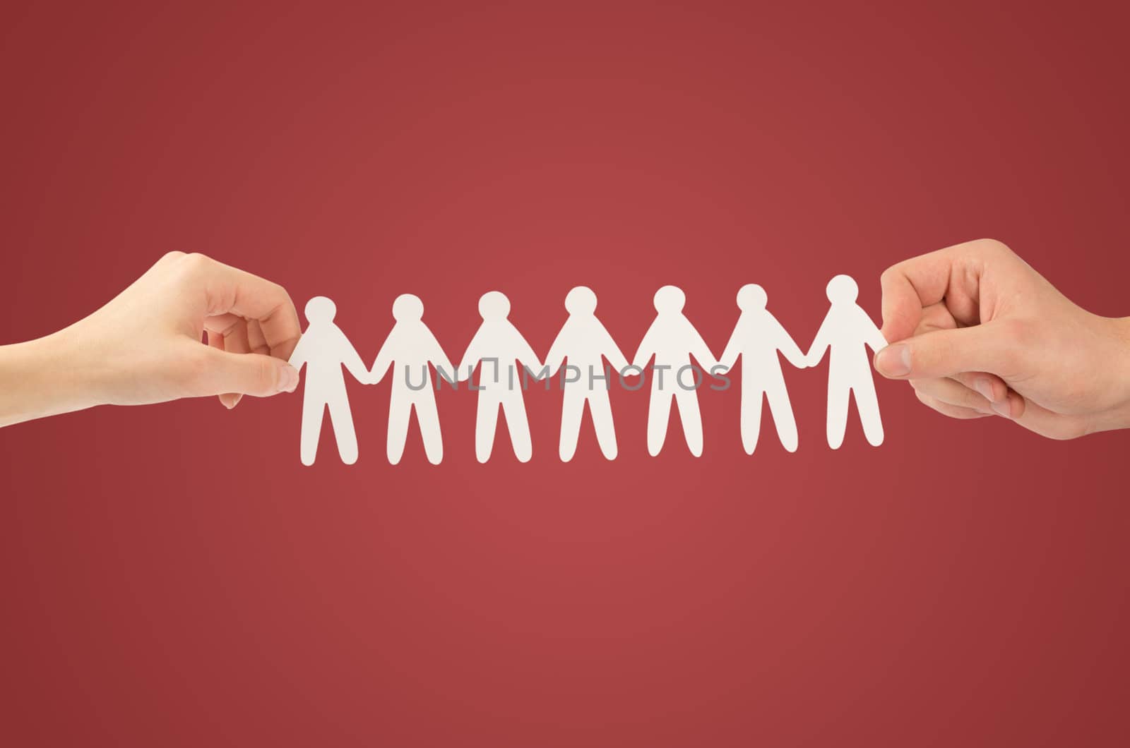 paper people in hands(man and woman)