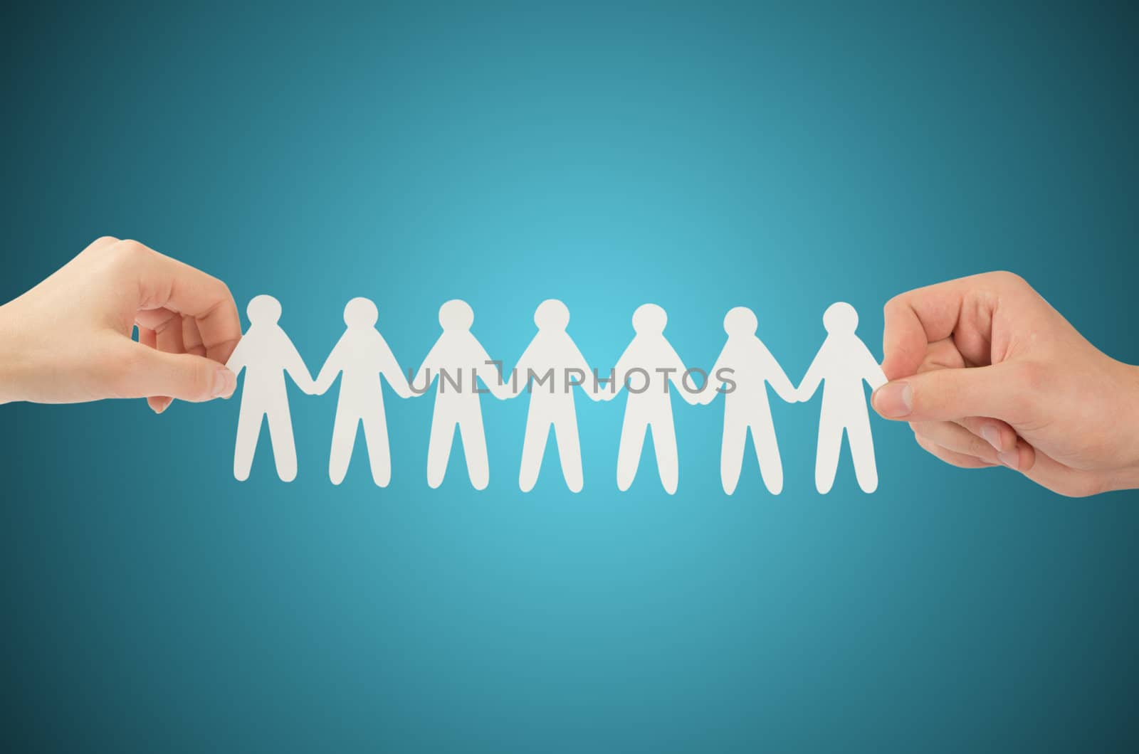 paper people in hands(man and woman)