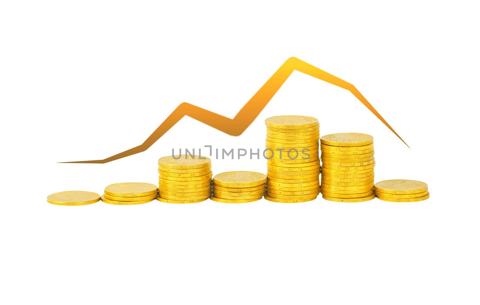 graph of the columns of coins isolated on white