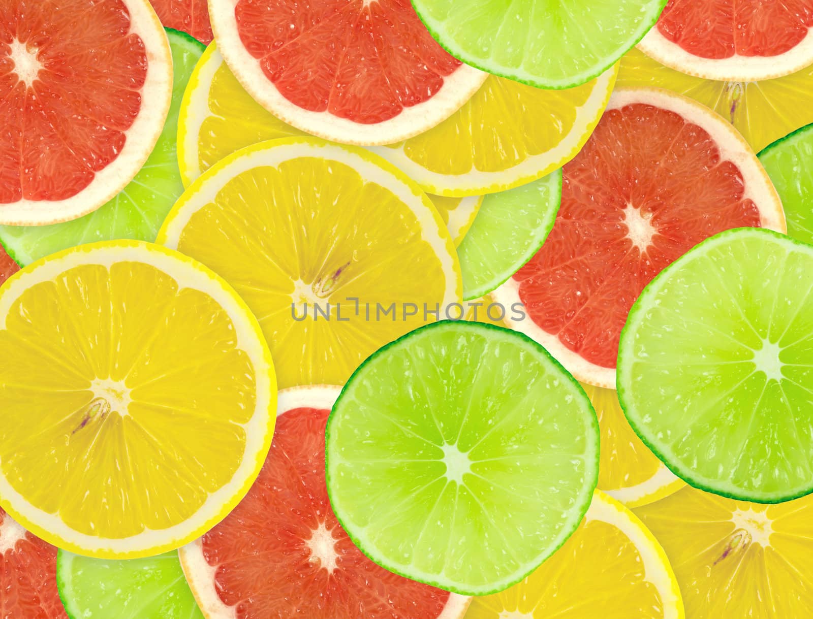 Abstract background of citrus slices. Closeup. Studio photography.
