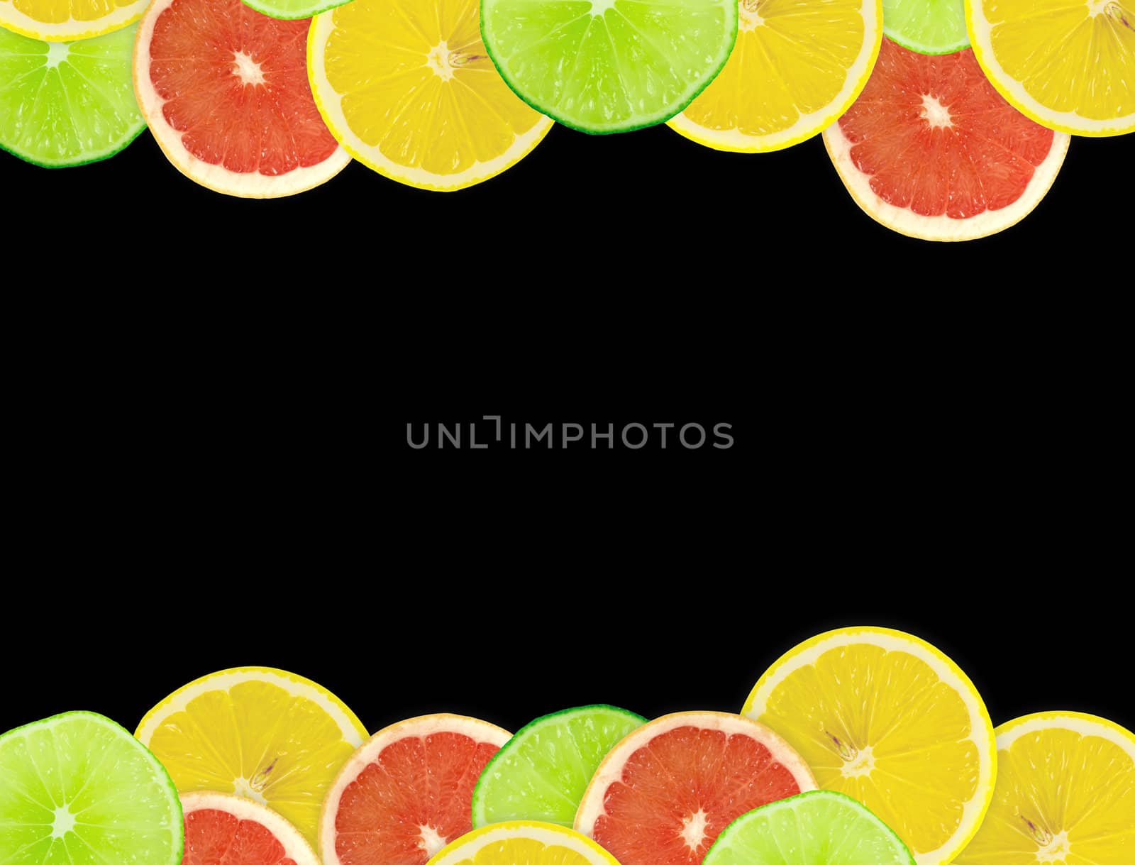 Abstract background of citrus slices. Closeup. Studio photography.