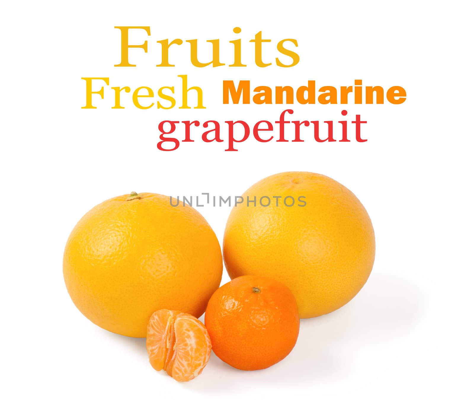 Fresh citrus fruit on a white background