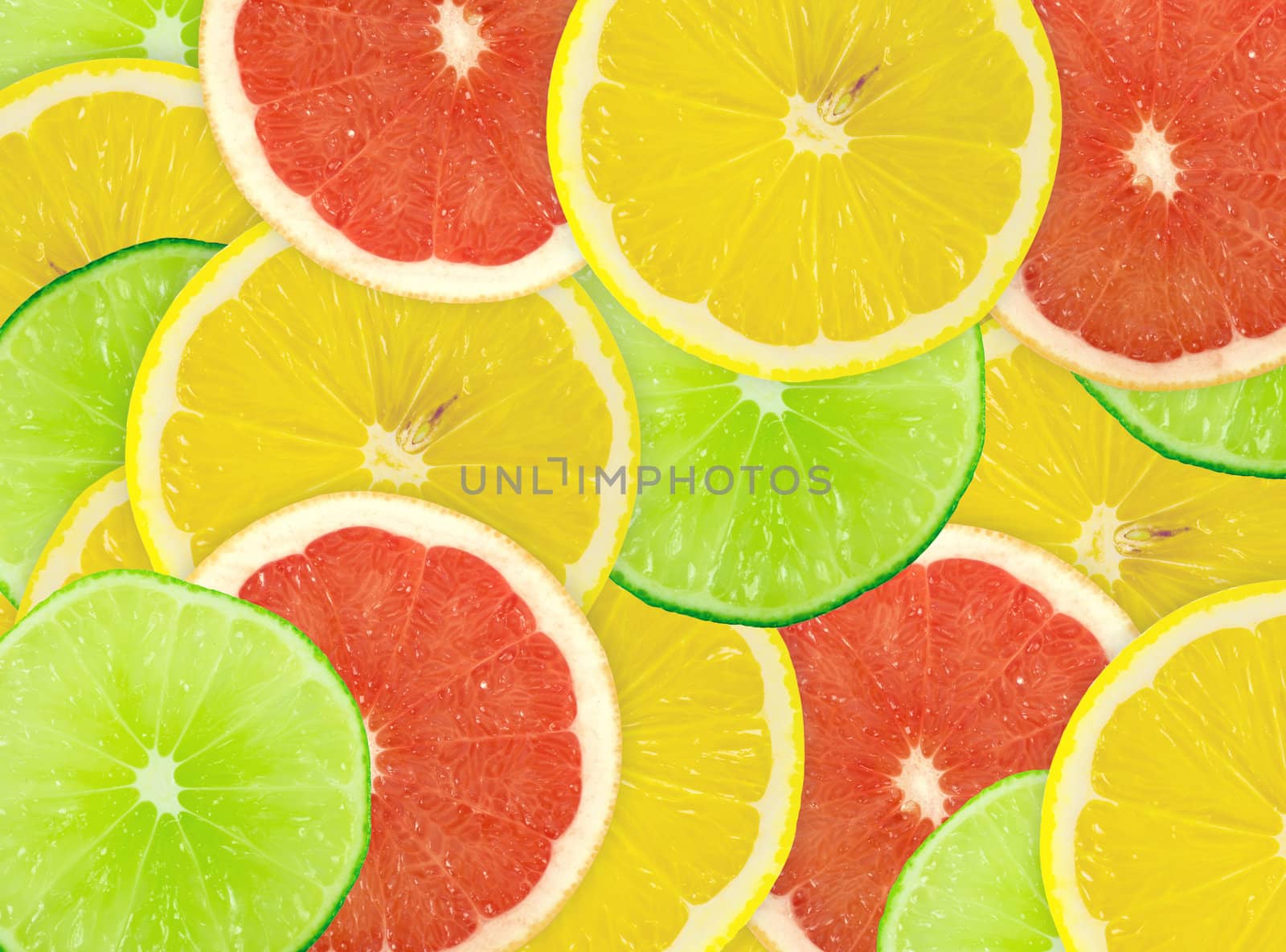 Abstract background of citrus slices. Closeup. Studio photography.