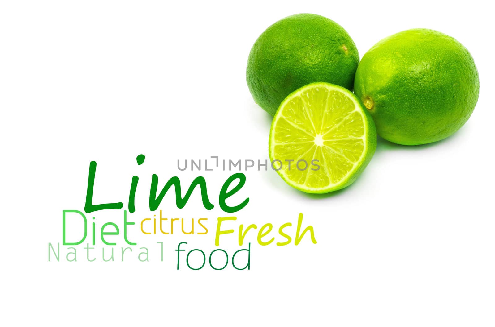 Fresh ripe lime. Isolated on white background