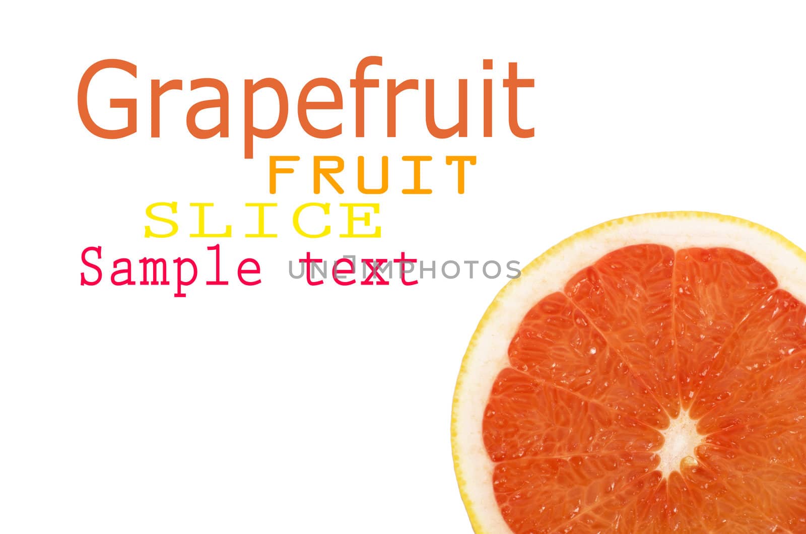 Ripe sliced of red grapefruit isolated on white background