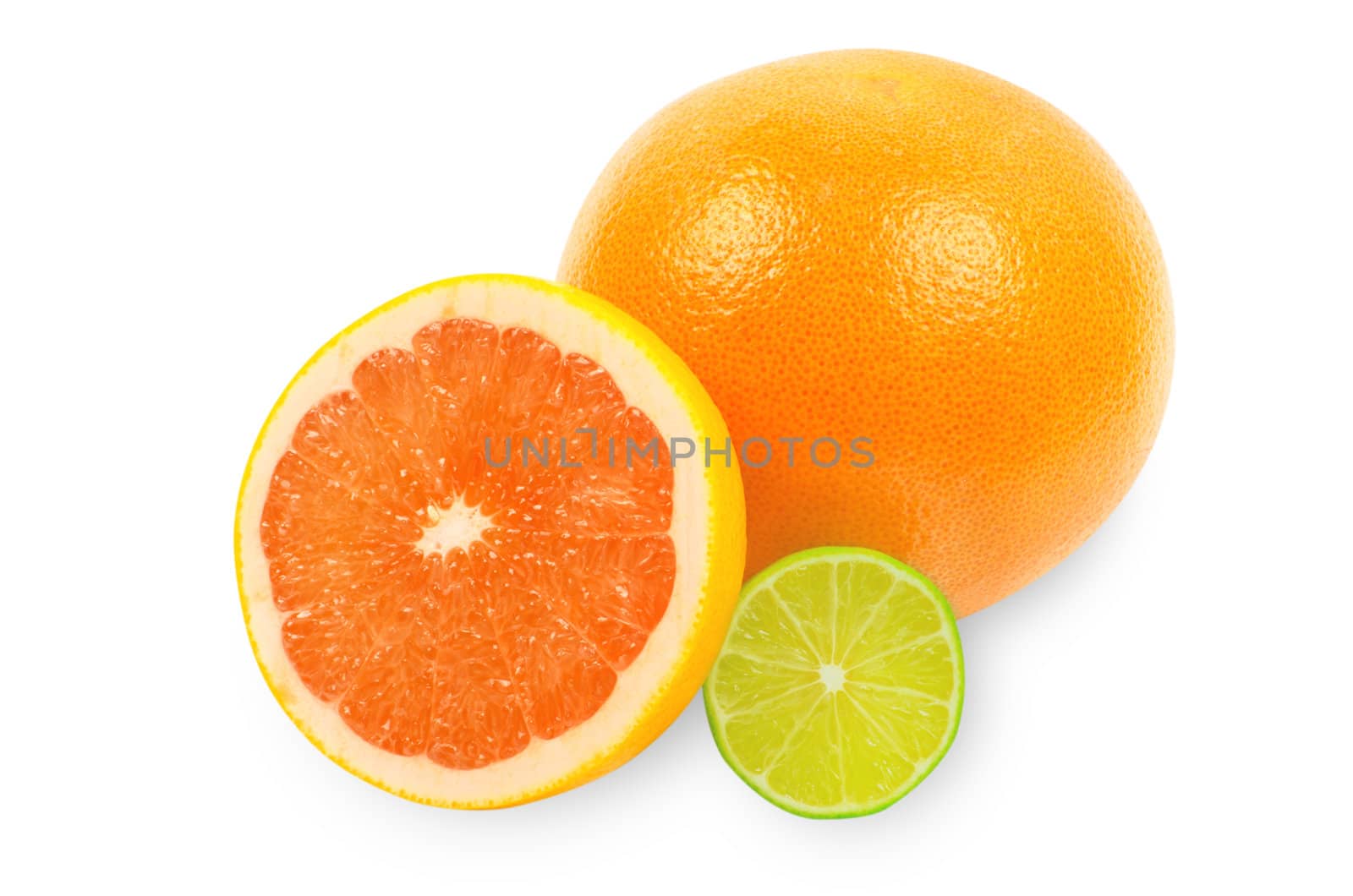 citrus fruits on white