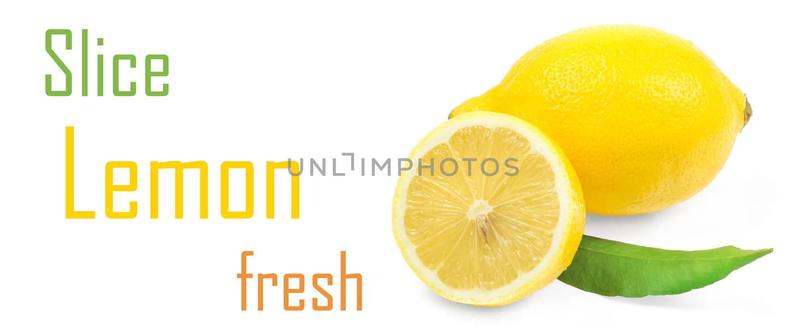 Fresh lemon citrus isolated on white background