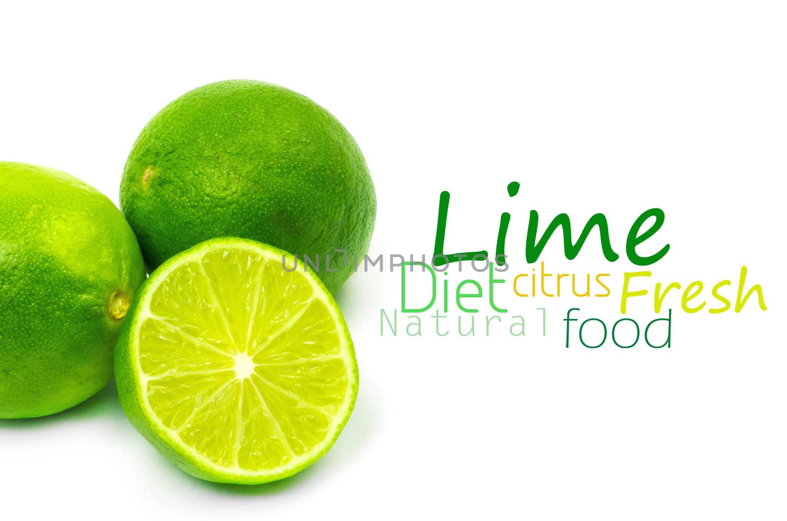 Fresh ripe lime. Isolated on white background