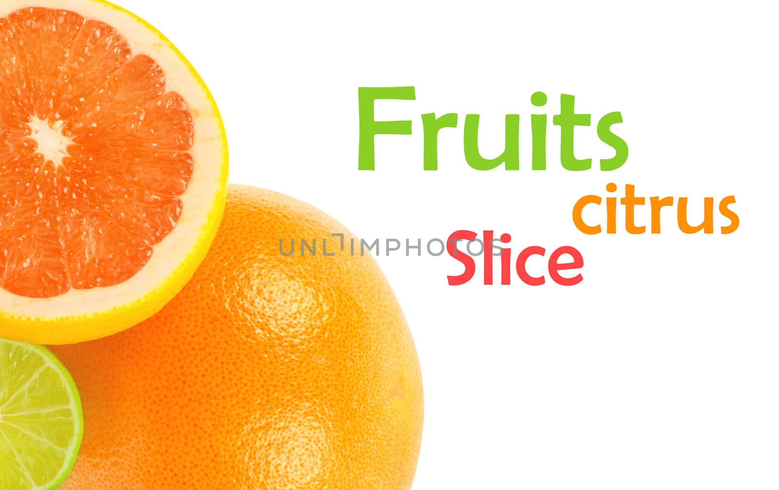citrus fruits on white