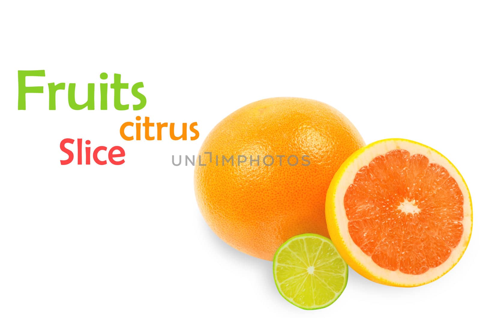 citrus fruits on white