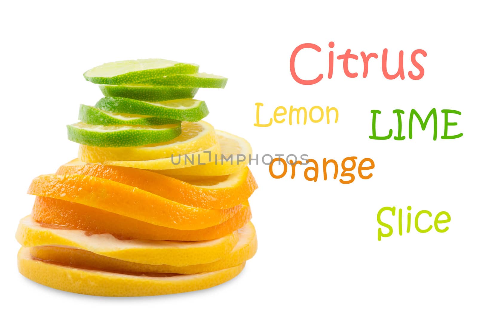 Citrus fruits isolated on white background