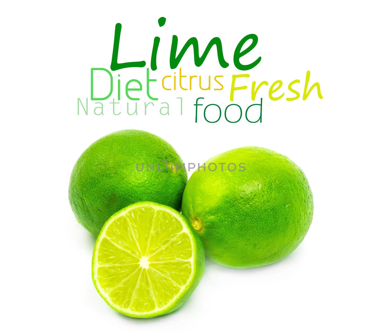Fresh ripe lime. Isolated on white background