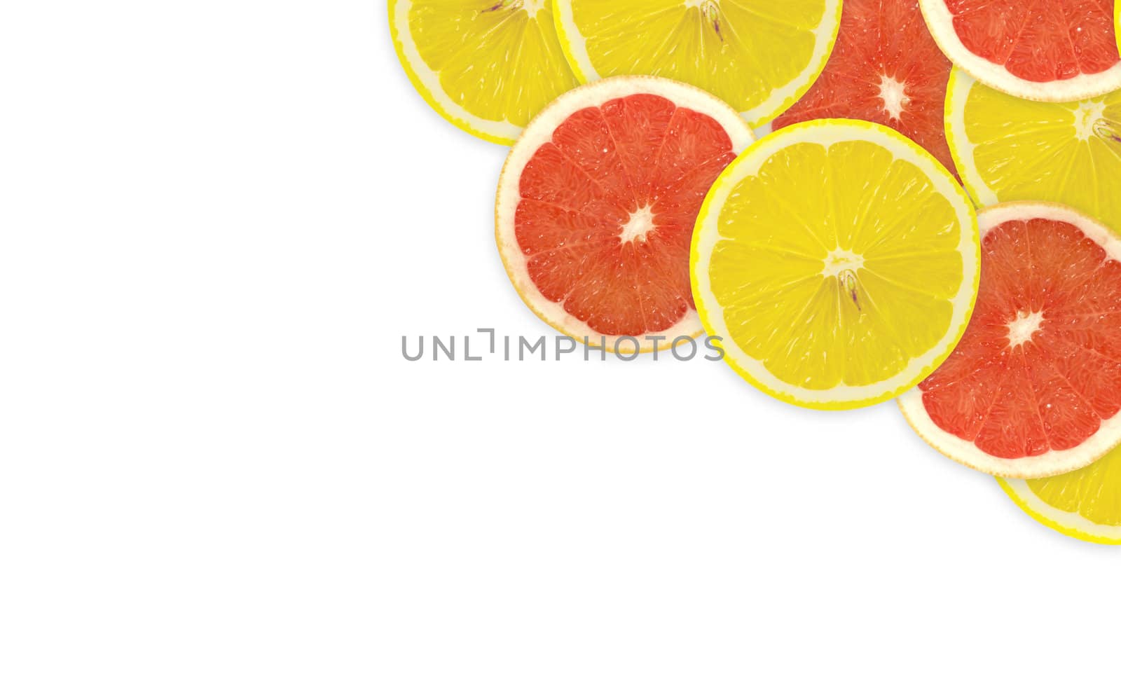 Abstract background of citrus slices. Closeup. Studio photography.