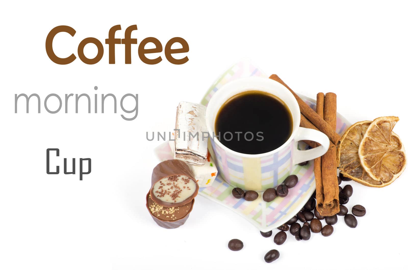 Cup of coffee on white