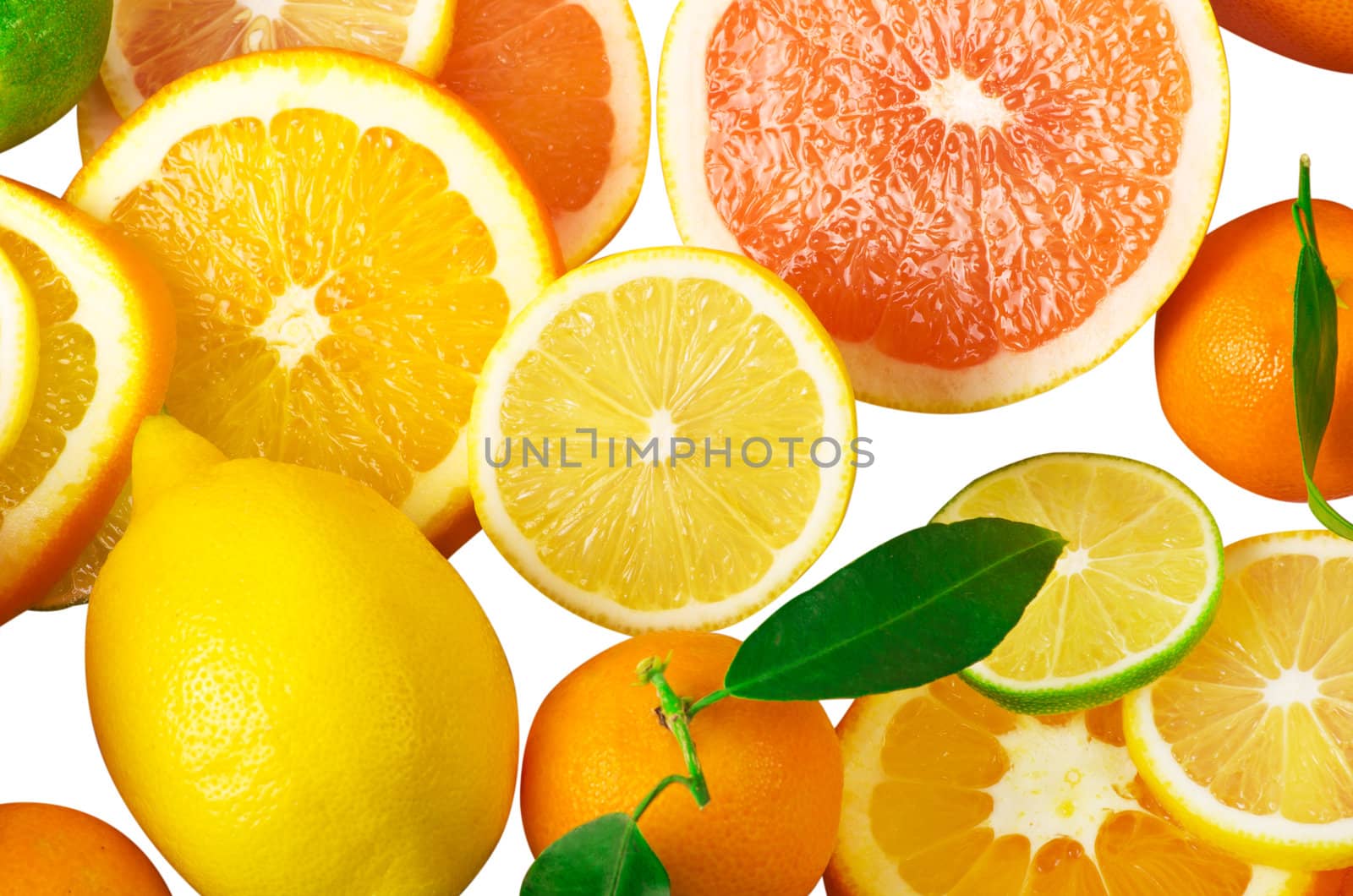 Mix of sitrus slice isolated on white