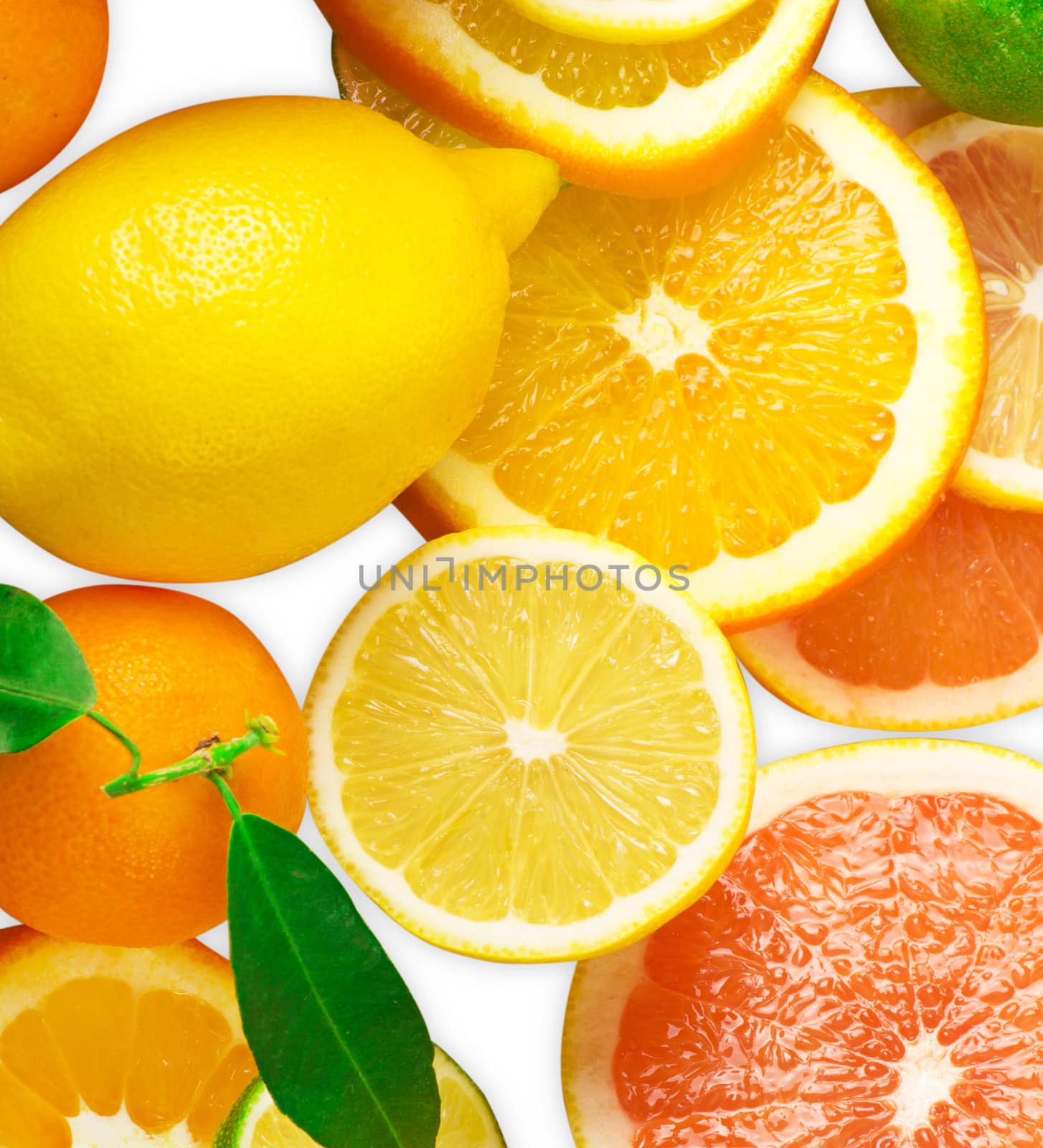 Mix of sitrus slice isolated on white
