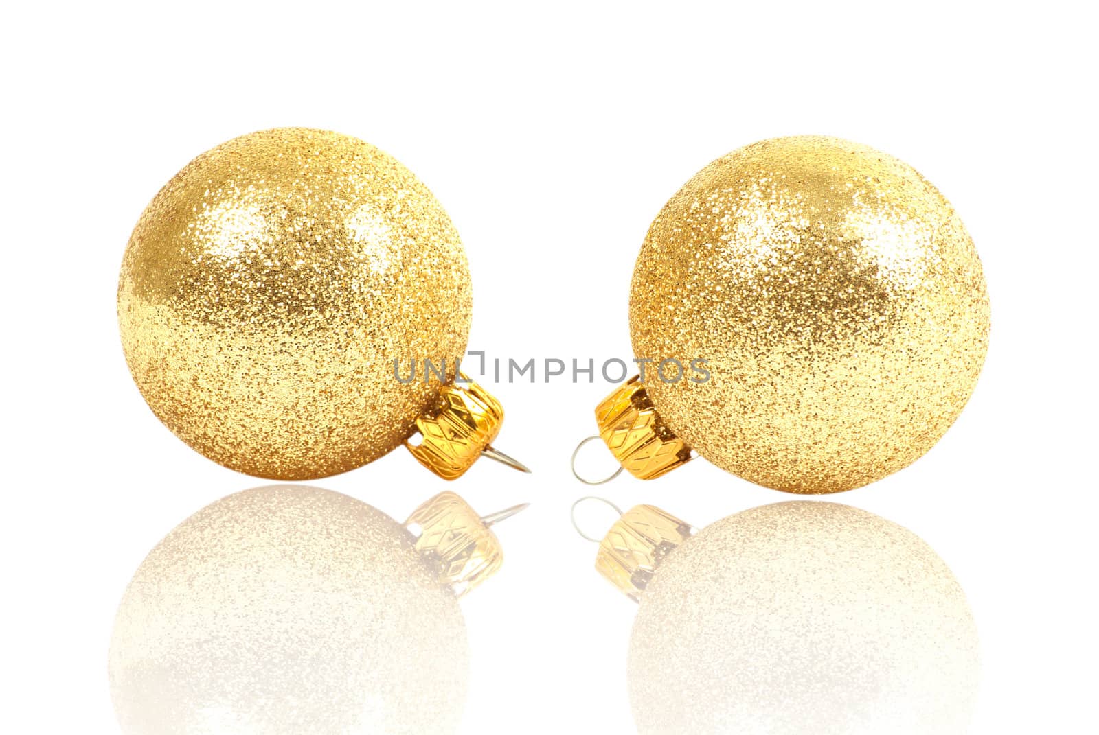 Two golden christmas balls.