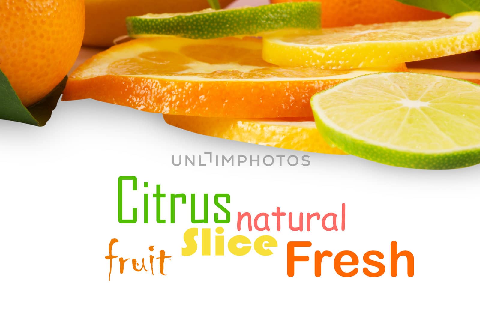 Citrus sliced fruit isolated on white