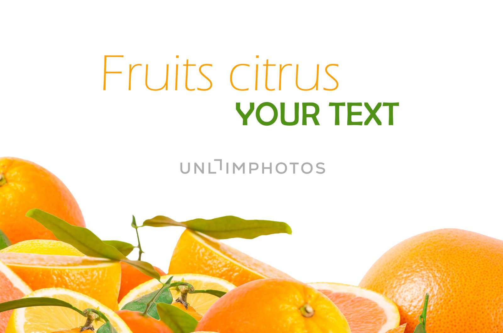 Fruits citrus on white
