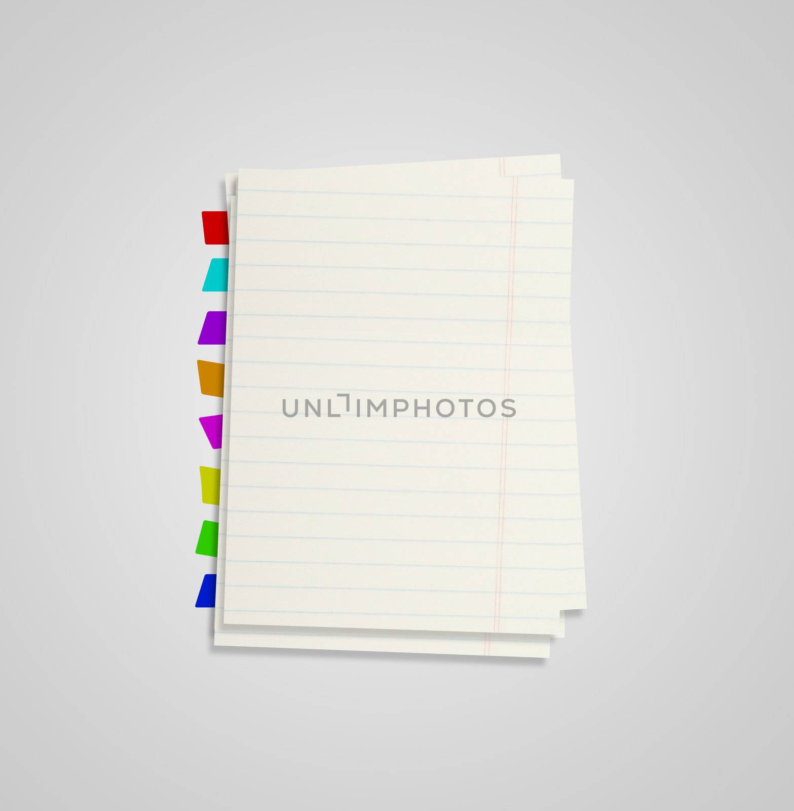 Some sheets from notebook with bookmarks