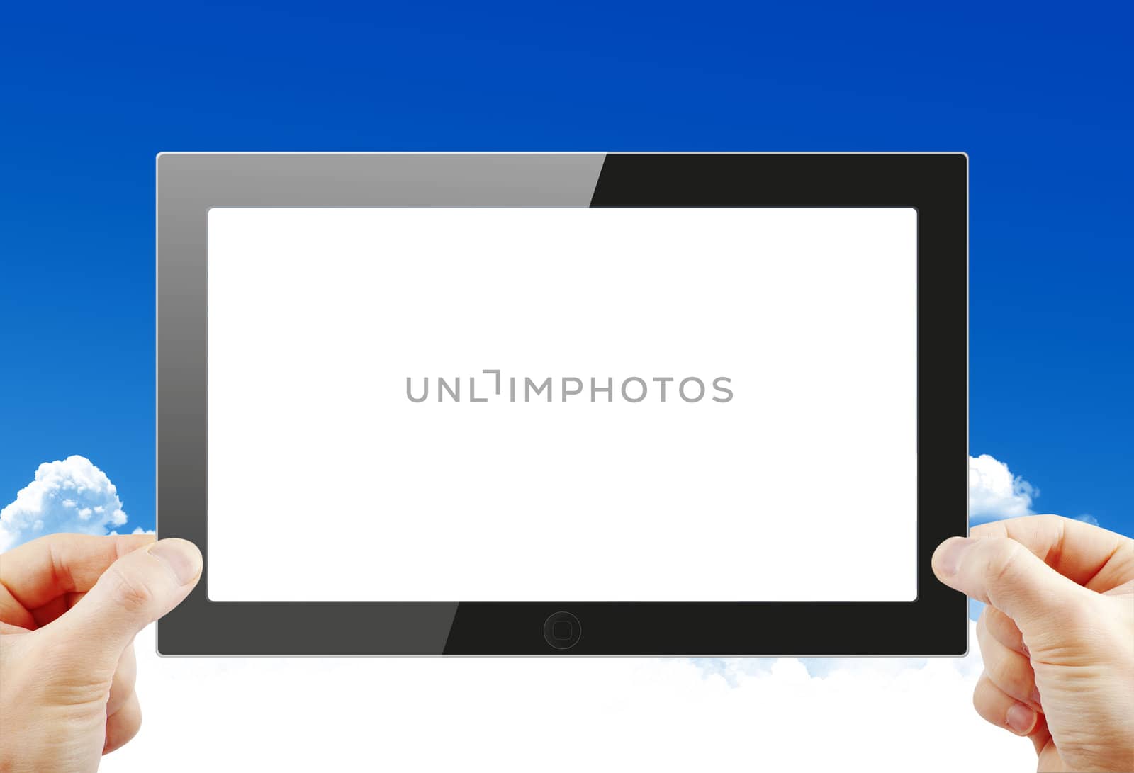 Black generic tablet pc, 3d render.
