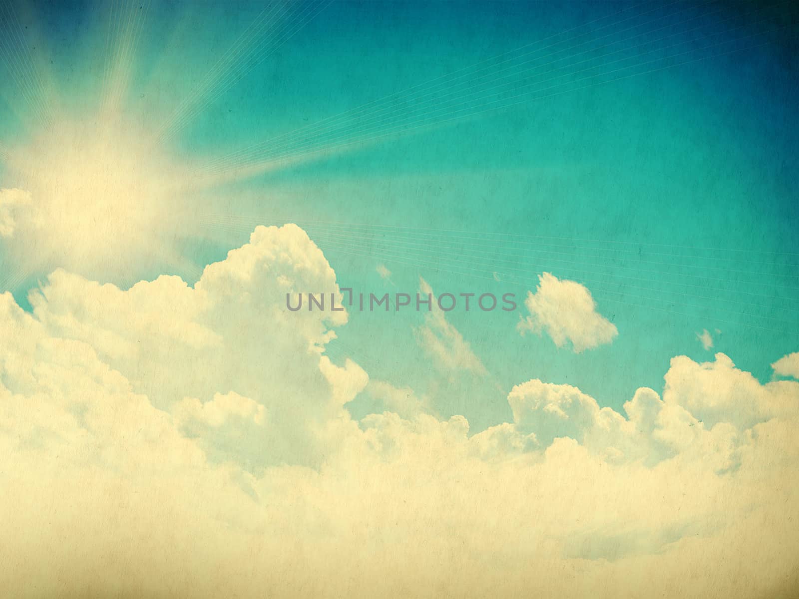 Vintage background in the blue shade with clouds