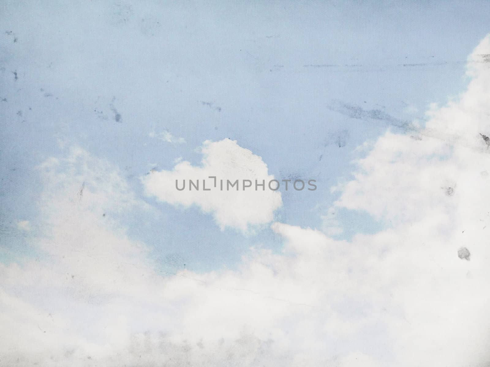 Fog and clouds on a vintage, textured paper background with a color gradient.