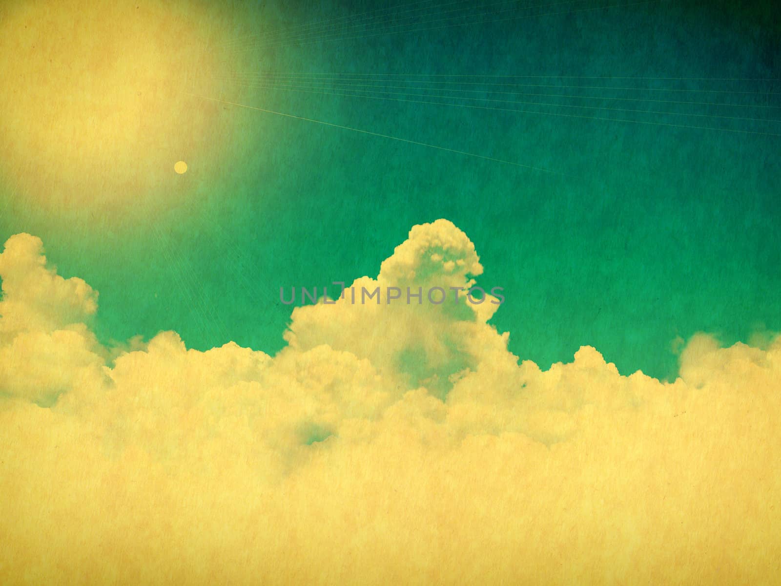 Vintage background in the blue shade with clouds