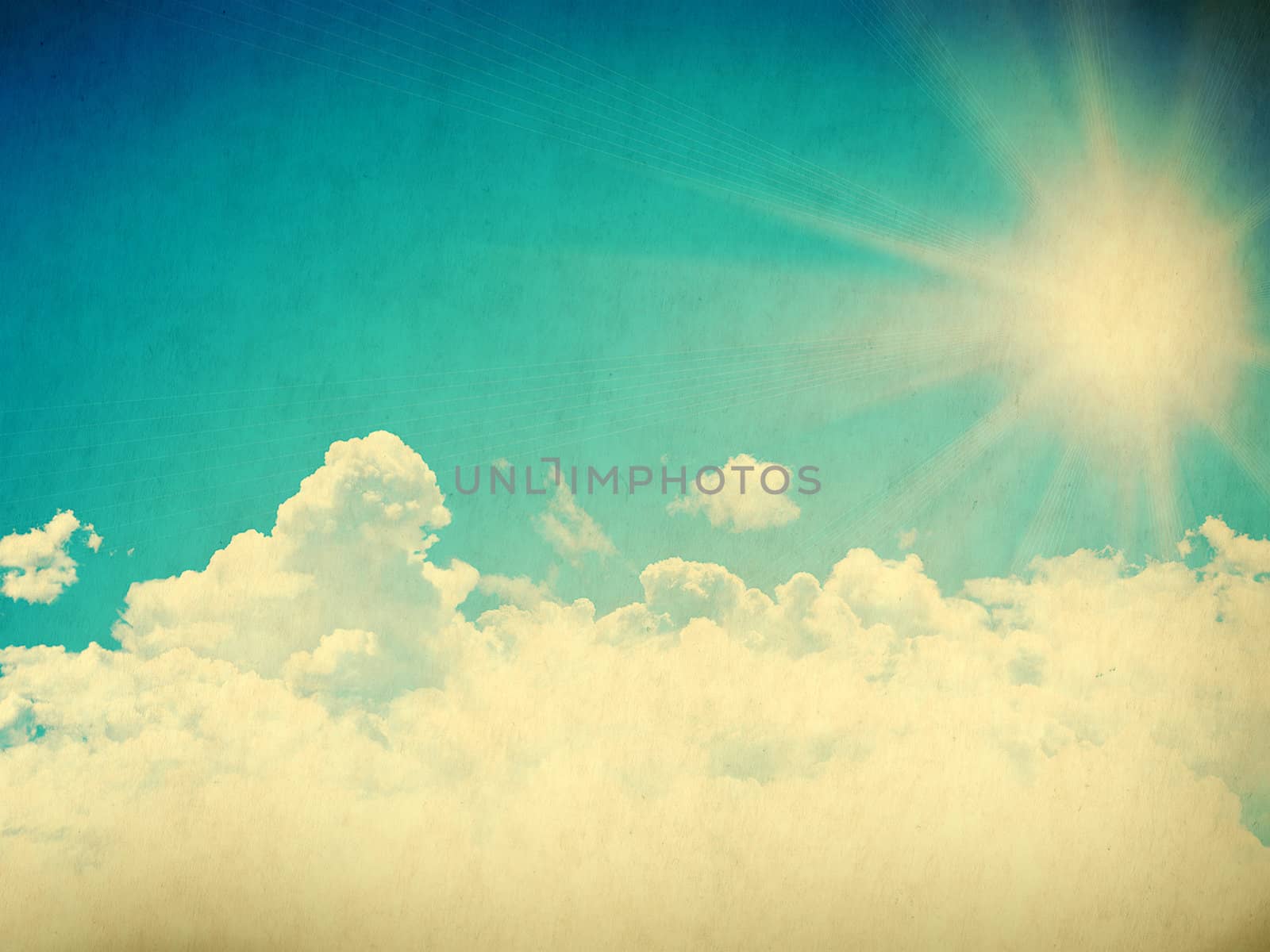 Vintage background in the blue shade with clouds