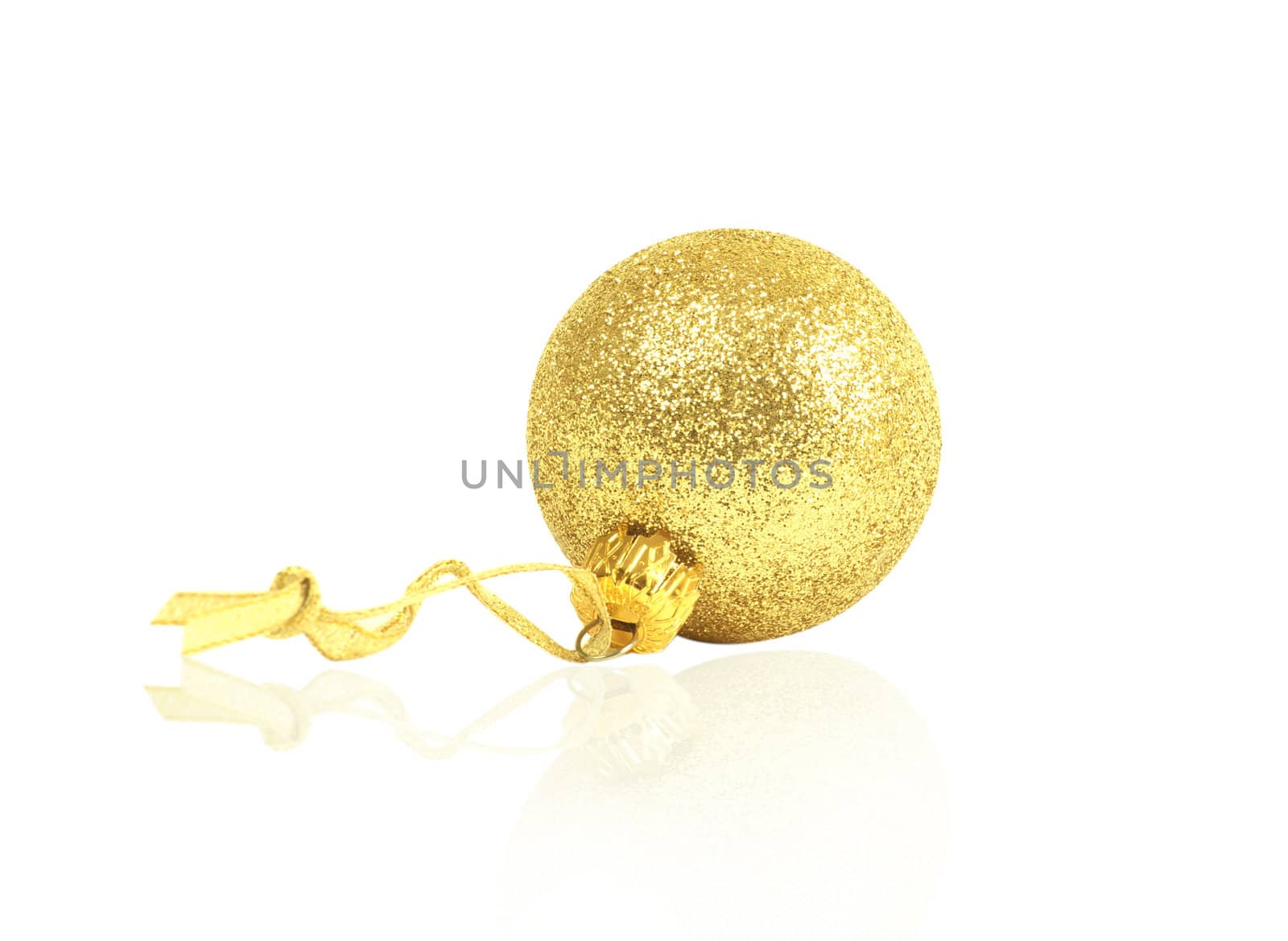 golden dull christmas ball isolated on white