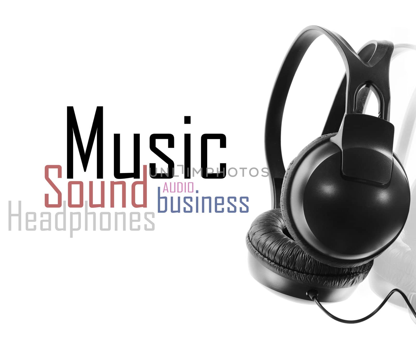 black headphones isolated on white background